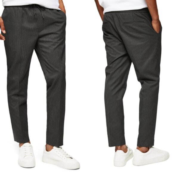 Topman Drawstring Style Pinstripe Trouser Trousers Pants 30x30 Charcoal Gray EUC - Picture 5 of 5